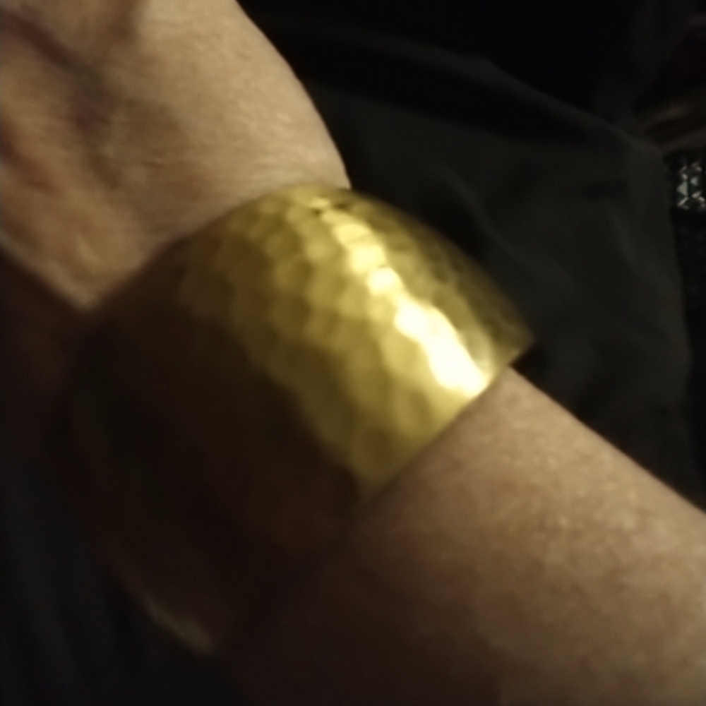 Hammered Brass Wide  Vintage Cuff.